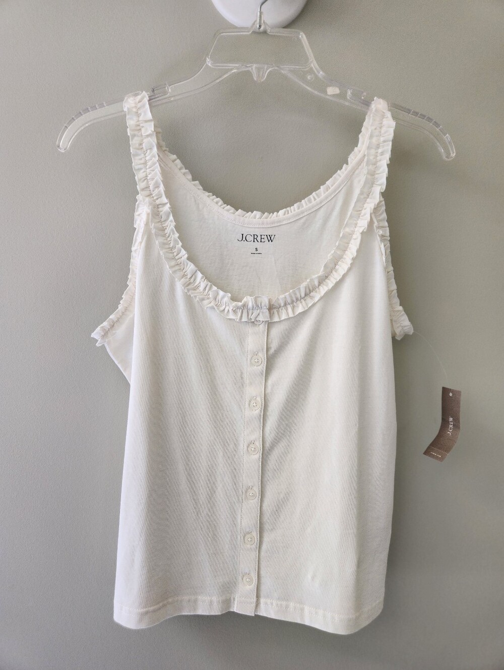 J. Crew Ruffle-Trim Button-Front Tank, NWT